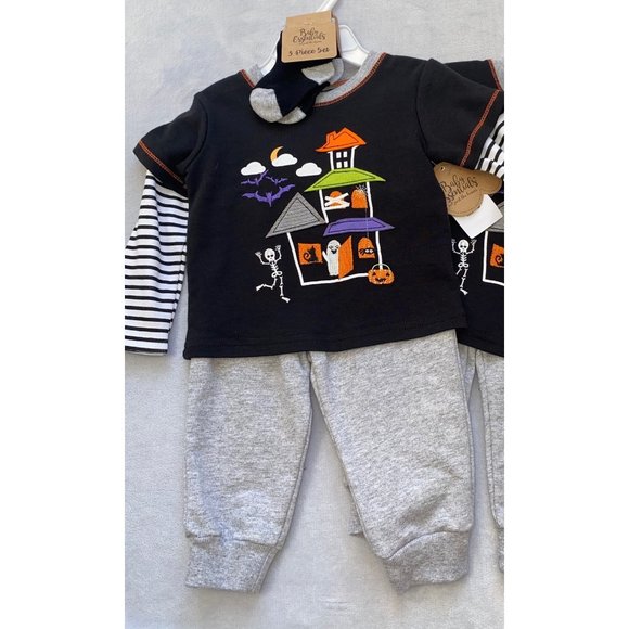 Baby essentials Halloween haunted house 3-piece set shirt pants socks 6m - Picture 1 of 8